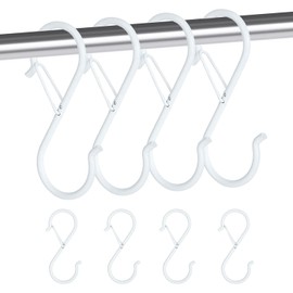 JUSTBOKU S-Shaped Hook, No Rust, Iron, White, S-Strip Hook, Drop Prevention, S Hook, S Hook, For Bath, Kitchen, Durable, Fixed, Load Capacity 22.0 lbs (10 kg), Set of 8