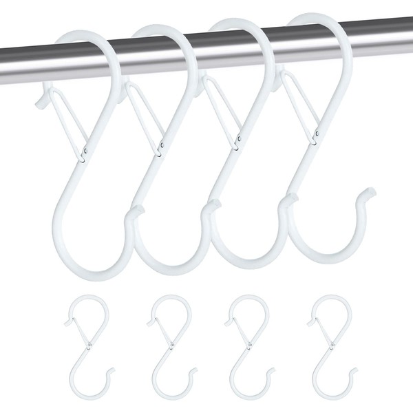 JUSTBOKU S-Shaped Hook, No Rust, Iron, White, S-Strip Hook, Drop