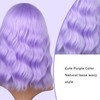 BEAUTIFA Purple Wig for Women Wavy Curly Lavender Bob Wigs