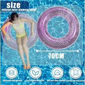 Pool Inflatables Swimming Rings for Kids, 70cm Sequin Rubber Rings 3-10 Year Inflatable Pool Floats, Hot Pink Swim Tubes Rings Pool Floaties Toys for Girls Summer Beach Pool Party Water Sport
