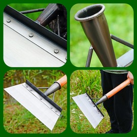 9.8inch Multi-Functional Garden Cleaning Shovel, Outdoor Garden Flat Shovel for Ice Floor, Heavy Duty Steel Planting Weeding Farm Shovel for Landscaping, Garden Scraper Shovel for Weeds and Moss