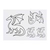 4 x 'Dragon Outline' Temporary Tattoos - Water Resistant, Skin-Safe,