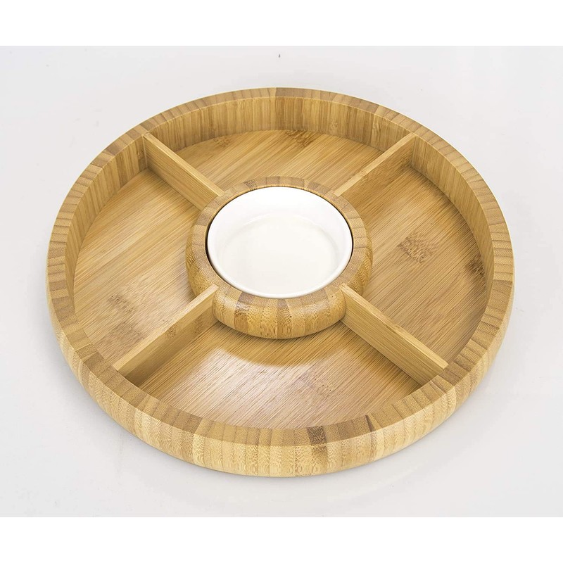 Bamboo Charcuterie Board/Cheese Board Chip and Dip Divided Bowl/Serving Platter