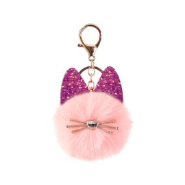 Fluffy Plush Pom Pom Keychain Cute Cat Keychain Purse Bag Charms for Handbags Plush Ball Accessorise for Women
