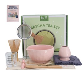 Matcha Whisk Set – 10 Pcs Matcha Kit with Sakura Pink Bowl and Whisk – Ceremonial Matcha Kit, Matcha Starter Kit & Accessories – Japanese Matcha Set Gift for Tea Ceremony and Matcha Lovers