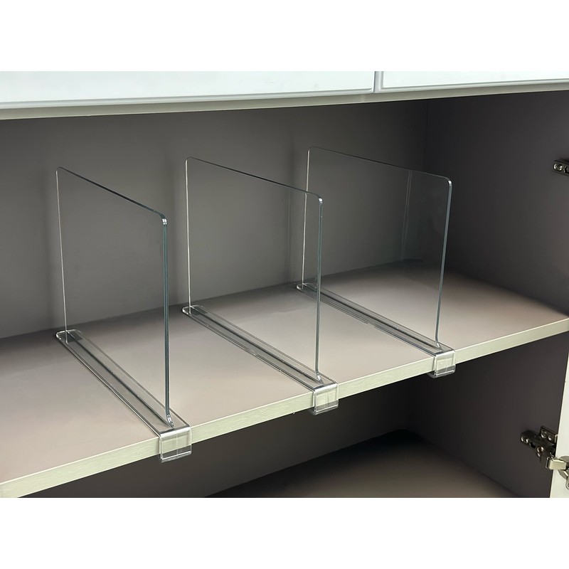 LikeU Acrylic Shelf Dividers for Closets,4 PCS Wood Shelf Dividers,Clear