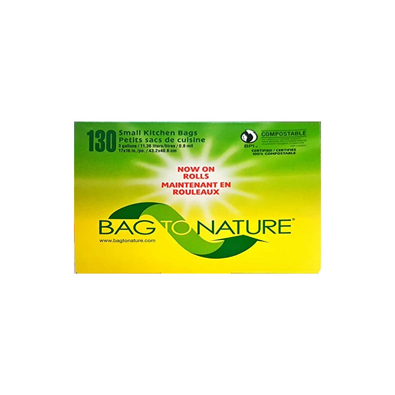 Bag-To-Nature Biodegradable Compostable Kitchen Bag and Liner (3 Gallon, 130