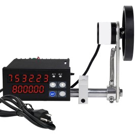 Digital Length Counter Single Measuring Wheel in Feet Inches Meter Yard, 0-999999 Length Counter for Yarn Fishing Line Wire Film Textile Paper, Dual Relay Outputs, Failure Memory Function