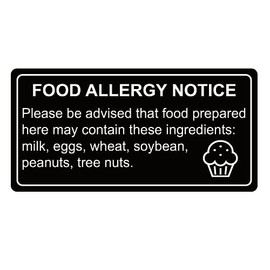 500PCS 1x2'' Black Removable Food Allergy Warning Labels Allergies Restaurant Food Labels Self Adhesive Stickers