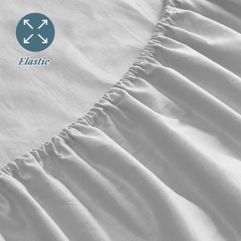 FANSU Fitted Sheet, Round, 180 x 180, 100% Cotton Flat Sheet, Breathable, Soft, Light Grey, Round Fitted Sheets for Box Spring Bed, Suitable for up to 25 cm Mattress