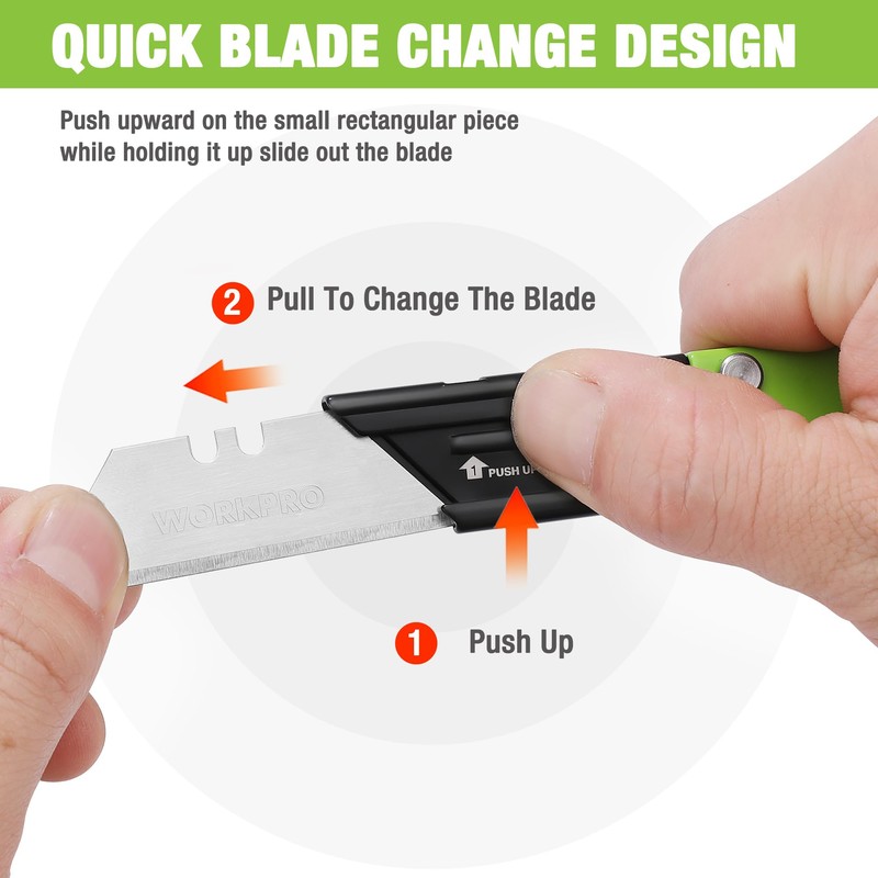 WORKPRO 3-Pack Folding Utility Knife, Razor Blade Knife with Safety