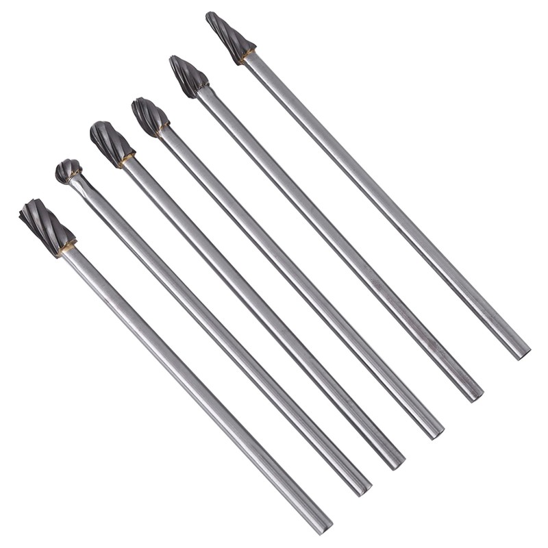 6pcs Tungsten Carbide Aluminum Rotary Files Burr Set 6mm Shank