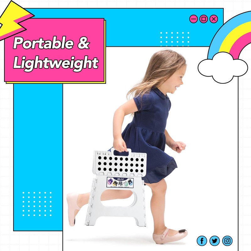 Delxo Folding Step Stool,11 Inch Non-Slip Foldable Step Stools for