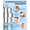 ANBIUX Purificador Agua Ducha 20 Etapas Cromado 3 Cartuchos Recambiables