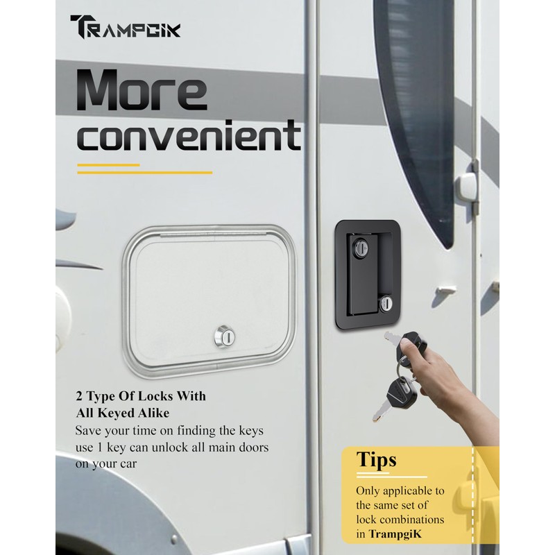 TrampgiK RV Door Lock Set, for Camper,Travel Trailer Entrance Front