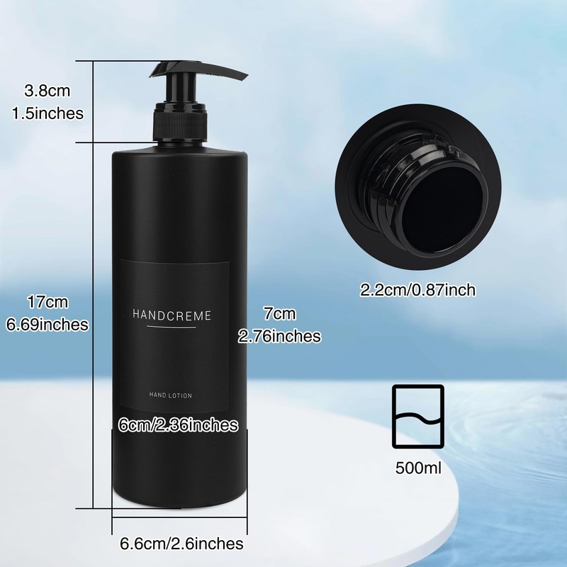 Esdallina 500 ml Soap Dispenser with 22 Black Labels Minimalist