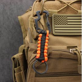 Generic Survival Keychain Made of Paracord - Carabiner, Keyring, and Bottle Opener - Outdoors, Emergency, Camping, & Hiking Accessory (Orange), Small (EDC Carry)