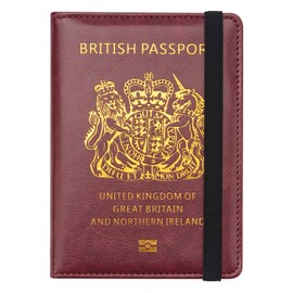 FACATH Passport Holder Cover Travel Wallet Organiser, Passport Case with RFID Blocking, PU Leather Travel Document Holder for Passport, Business Cards, Credit Cards, Boarding Passes (Red)