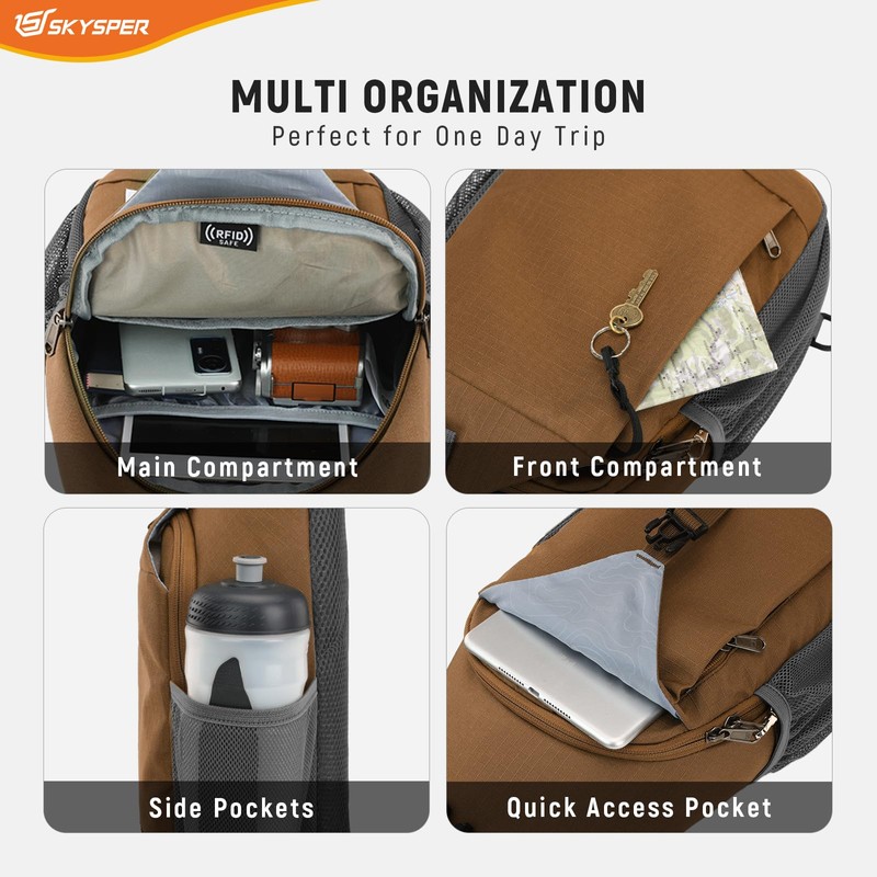 SKYSPER Sling Bag RFID Cross Body Bag Recycled Crossbody Backpack