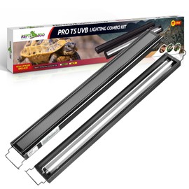 REPTI ZOO UVB Reptile Light, New Version T5 HO UVB Lighting Combo Kit, Reptile Terrarium Hood with 10.0 UVB Tube Bulb, Reptile Light Fixture 39W-34Inch