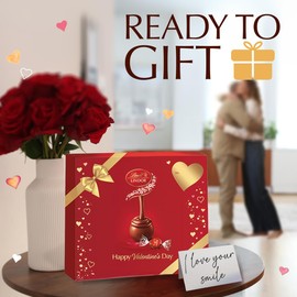 Lindt LINDOR Premium Valentines Chocolate Gift Box, Assorted Chocolate Candy with LINDOR Truffles and Sticks