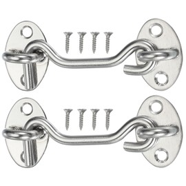 sourcing map 3 Inch Hook and Eye Latch for Doors, Stainless Steel Barn Door Lock Gate Latch Cabinet Hook Latch & Eye with Mounting Screws for Slide Barn Shed Wooden Fences, Silver 2 Set