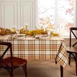 Elrene Home Fashions Russet Harvest Woven Plaid Cotton Tablecloth for Fall/Thanksgiving, 60"X120" Rectangle