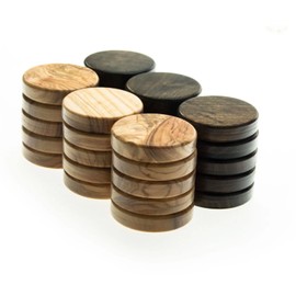 Luxury Manopoulos Olive Wood Backgammon Checkers - Premium Set Handmade in Greece by Experts