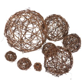 Happyyami 8 Pieces Rattan Balls Rattan Balls Craft Vase Filler Straw Wicker Rattan Ball Scatter Decoration Balls Birthday Party Decoration Rabbit Parrot Chew Toy 5/6/8/10/12/15/20 cm