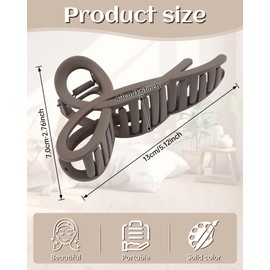 Mesovor 4 Pack Cute Bow Claw Clip for Women, Nonslip Large Matte Strong Hold Bows Hair Clips for Thin and Thick Hair | Chic Hair Styling Accessories (5.1" Black, Dark Brown, Brown, Khaki1)