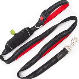 PerroViajero | Reinforced Multi-Function Premium Dog Lead for Medium, Large and Strong Dogs. Folding Handle, Additional Handles, Red Padding. Maximum Safety, Control and Comfort. 1.5m 200g