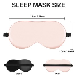 Quelcc Quelcc Sleep Mask, 2 Pack Silk Eye Mask, Soft Eye Mask for Sleeping, Light-Blackout Design, with Adjustable Strap, for Night, Travel, Nap (Black+ Pink)