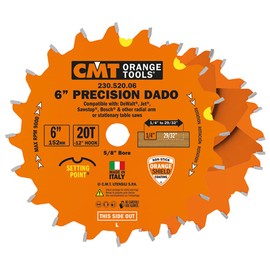 CMT 230.520.06 Precision Dado Set, 6-Inch x 20 Teeth FTG+ATB Grind with 5/8-Inch Bore
