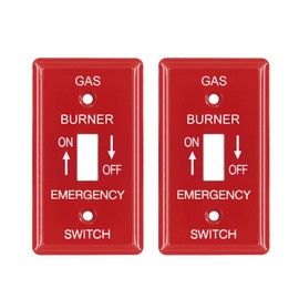 [2 Pack] BESTTEN 1-Gang Red, Emergency Shut-Off Toggle Metal Switch Plate, Utility