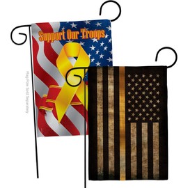 Thin Gold Line Burlap Burlap Garden Flags Pack First Responders EMT Paramedic EMS Nurse Emergency Medical Technician Supoort Support Our Troops Small Gift Yard House Banner Double-Sided 13 X 18.5