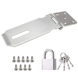 ANBOO Door Latch Kit with Stainless Padlock, Steel Door Latches and Lockers, Padlock with 4 Keys, for Doors, Cabinets, Lockers, Box