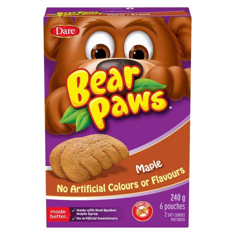 Dare Bear Paws Maple Cookies, 240g/8.4 oz, 6 Pouches, 1