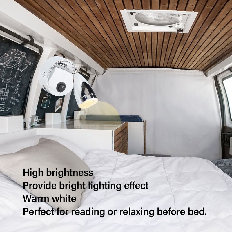 DC10‑30V LED RV Bedside Lamp Aluminum Alloy High Brightness RV
