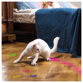 Andiker Cat Toys for Indoor Cat, 4 Big Cat Springs & 8 Small Springs Cat Interactive Toy for Swatting, Biting, Hunting Cat Creative Toy for Cat to Kill Time and Keep Fit Colorful Plastic Spring (12pc)