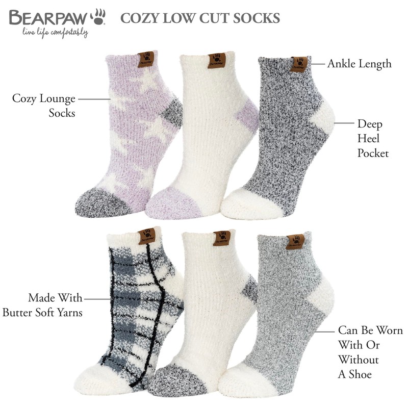 BEARPAW Ladies 6 Pair Pack Cozy Super Soft Warm Lounge
