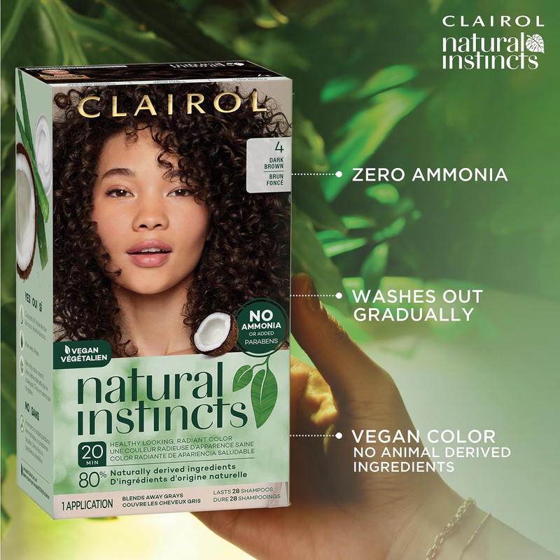 Clairol Natural Instincts Demi-Permanent Hair Dye, 4 Dark Brown Hair