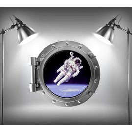 60 Second Makeover Limited Full Colour Astronaut Porthole V2 Space Boys Bedroom Wall Sticker Decal Kids Bedroom Decoration