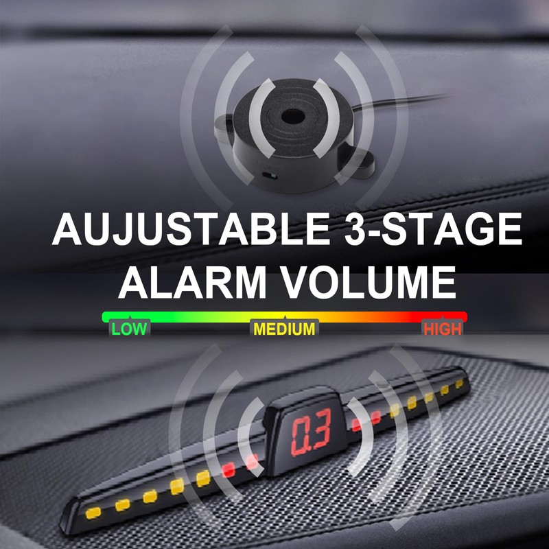 Promata PS02 Car Rear Parking Sensor Kit with Buzzer,4 58KHz