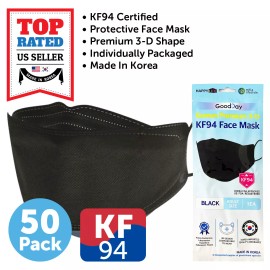 Happy Life Korea Good Day 50 Pack KF94 BLACK Protective Face Mask Adult Made in Korea KFDA Approved