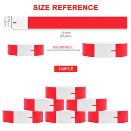 Vicloon Event Wristbands, 100pcs Paper Like Bracelets, Paper Wristbands Neon Wristbands Festival Wristbands for Events Arm Bands Party Wristbands for Events Clubs Lightweight Concert Wristbands (Red)