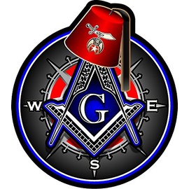 ProSticker 118V (One) Masonic Series Shriner Fez Freemason Compass Decal Sticker (4")