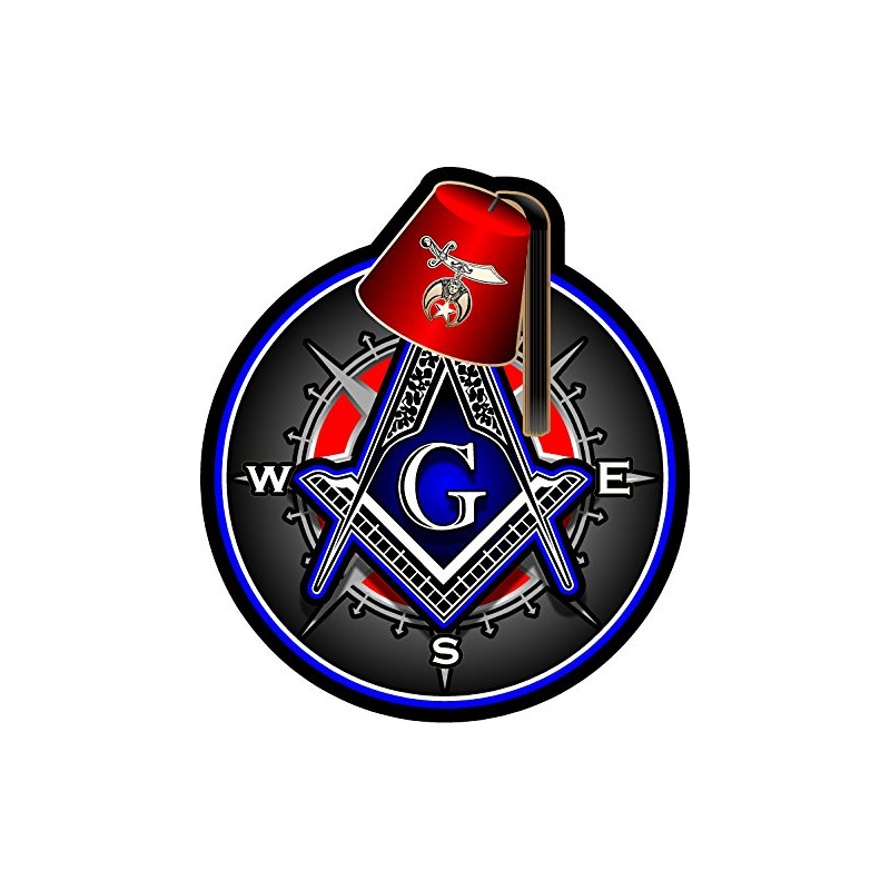 ProSticker 118V (One) Masonic Series Shriner Fez Freemason Compass Decal