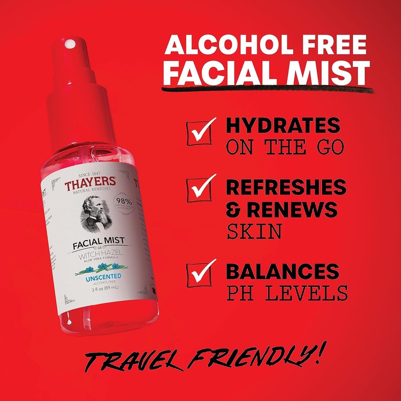Thayers Unscented Witch Hazel Facial Mist with Aloe Vera Toner