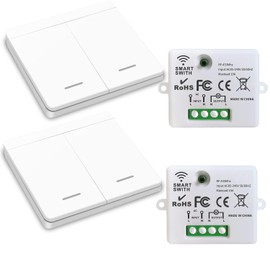 AUVRTIOA Interruptor de luz inalámbrico 433MHz RF sin cables ni instalación receptor y transmisor 85V-250V (110V 120V 220V 230V) control remoto hasta 100m para luces LED, ventiladores, lámparas y más