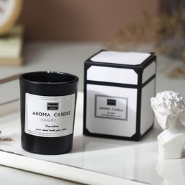 Natural Soy Aromatherapy Candle – Black Glass Jar Scented Candle for Relaxation, Home Spa & Cozy Living Room Decor, 3.8oz (White Peach Oolong)